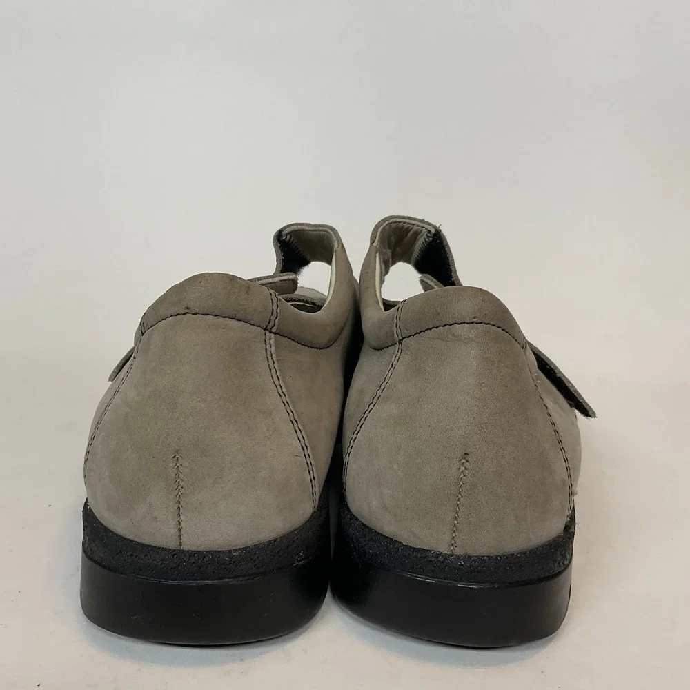 Dark Beige Tan Nubuck Leather FINN COMFORT Low Shoes w/Flap UK5 Women's 7,5 FLAW